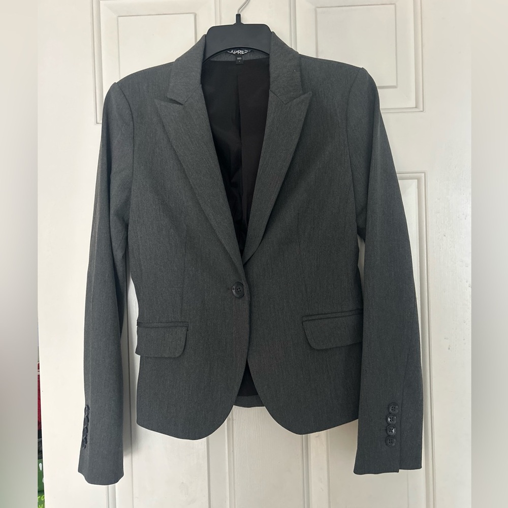 Express Charcoal Women's Single-button Blazer. Size 4.